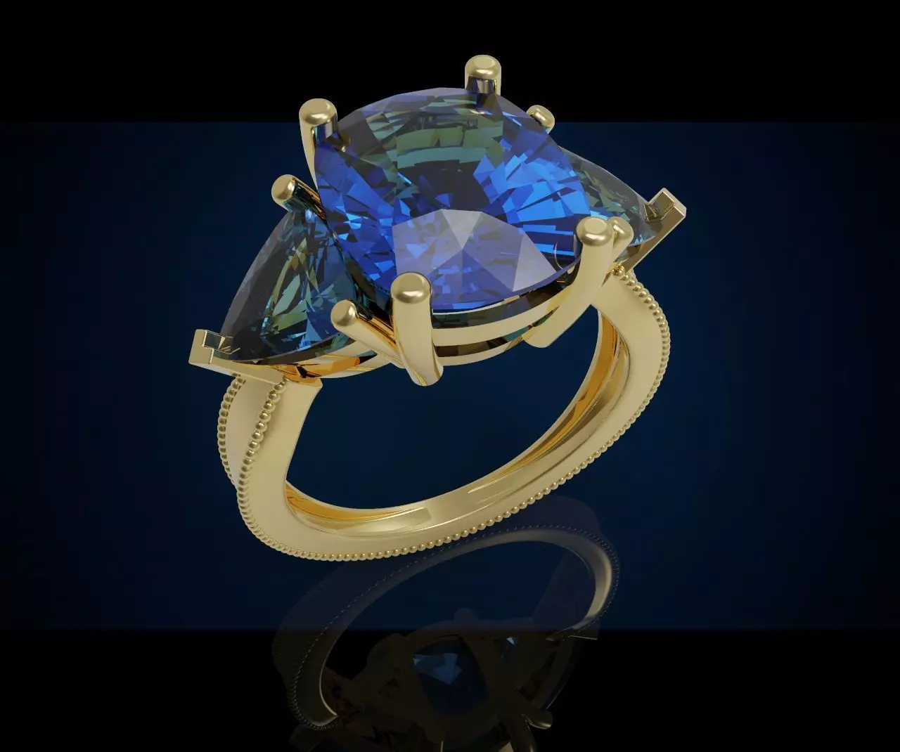 Three gemstone ring  Cg 3 6 3D print model_0