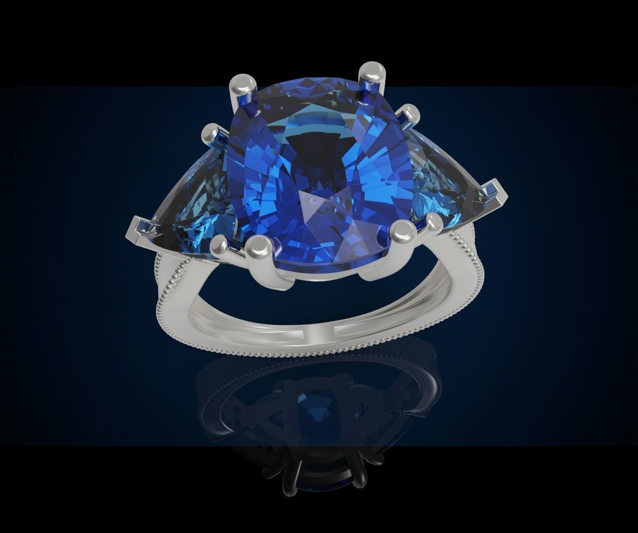 Three gemstone ring  Cg 3 6 3D print model_8