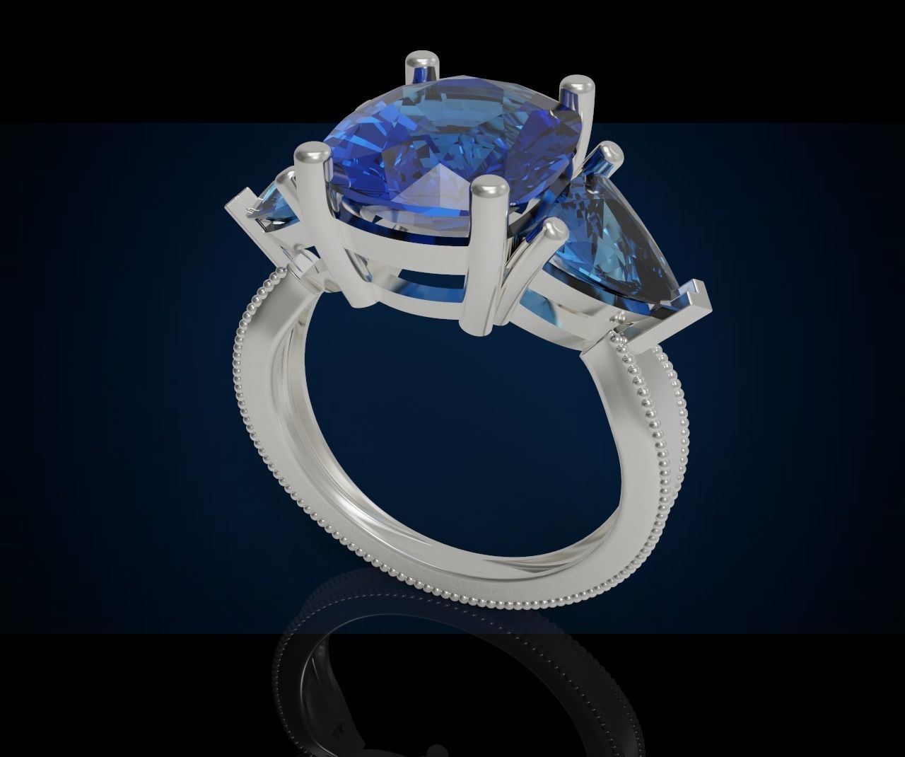 Three gemstone ring  Cg 3 6 3D print model_13