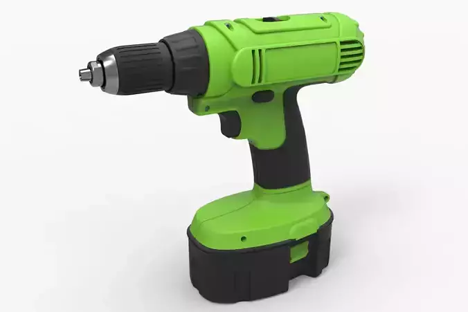 Drill machine with battery 3D model