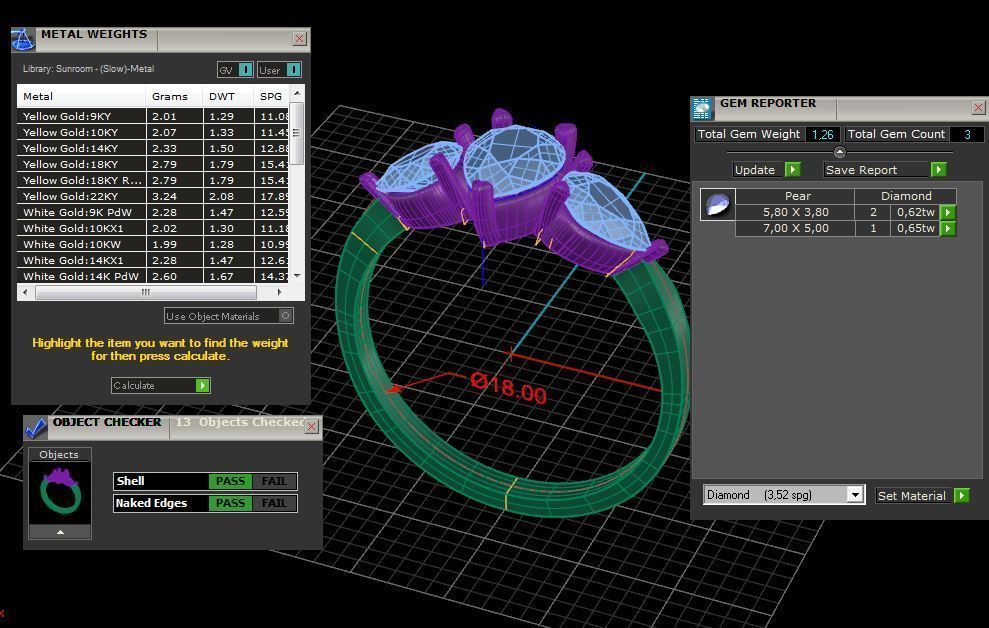Three gemstone ring Cg 3 7 3D print model_2