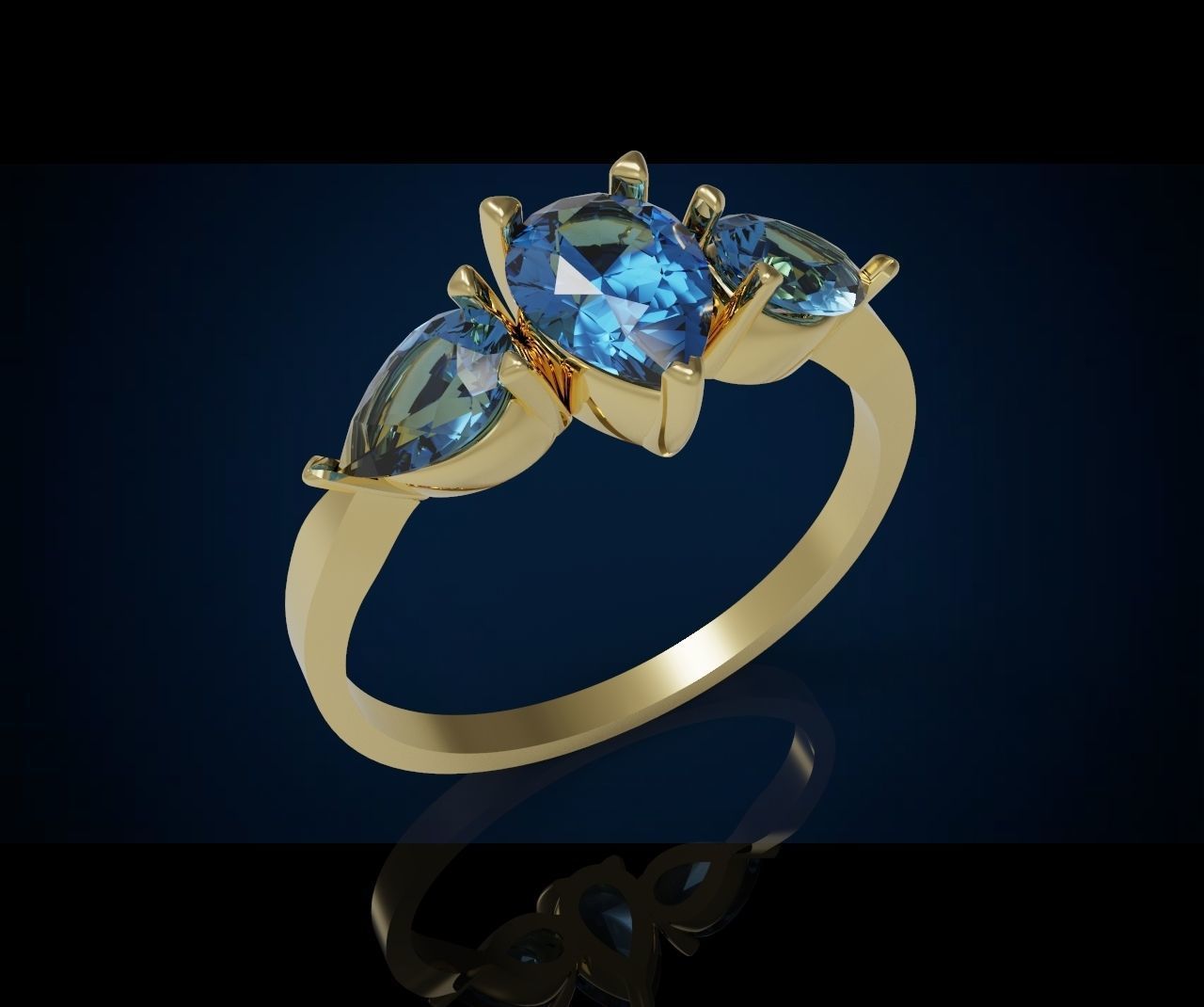 Three gemstone ring Cg 3 7 3D print model_12