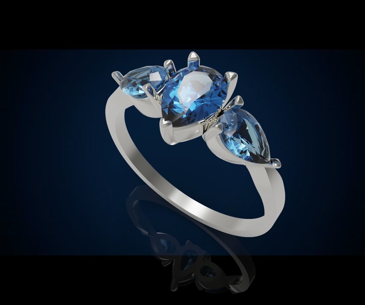 Three gemstone ring Cg 3 7 3D print model_19