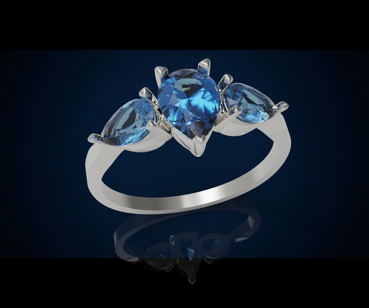 Three gemstone ring Cg 3 7 3D print model_1