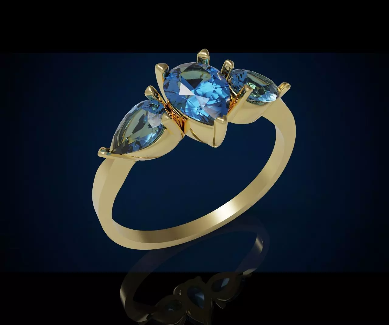 Three gemstone ring Cg 3 7 3D print model_0