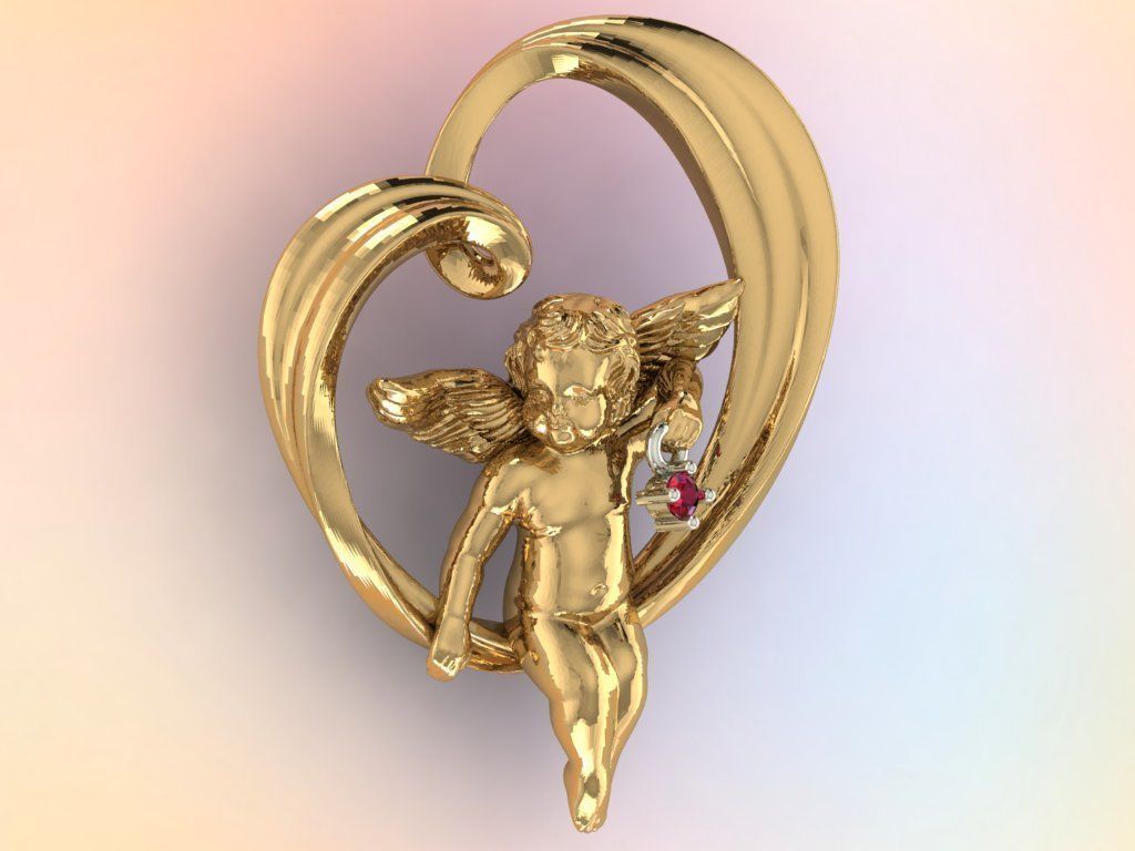 heart and an angel 3D print model_3
