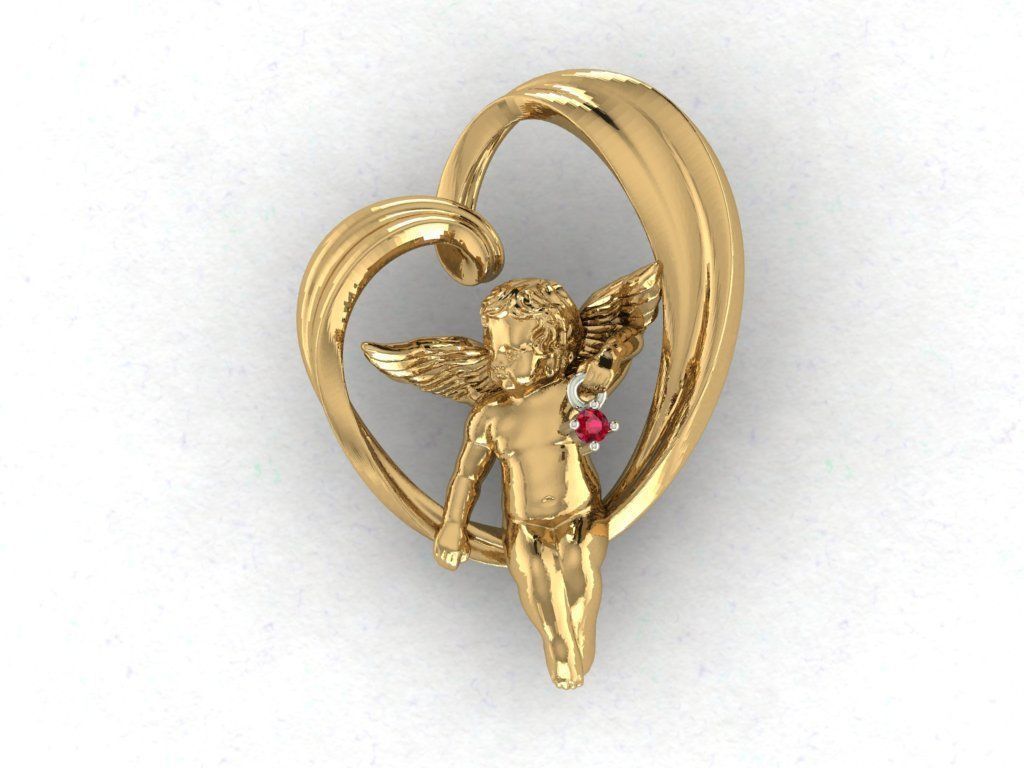 heart and an angel 3D print model_0