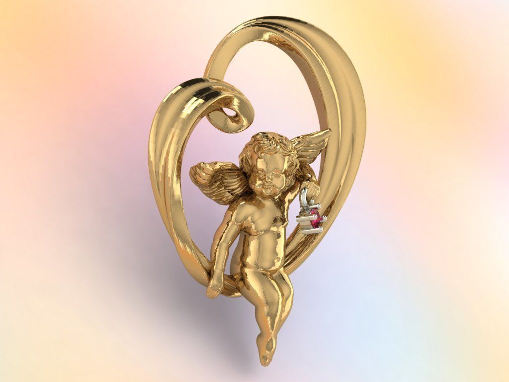 heart and an angel 3D print model_4