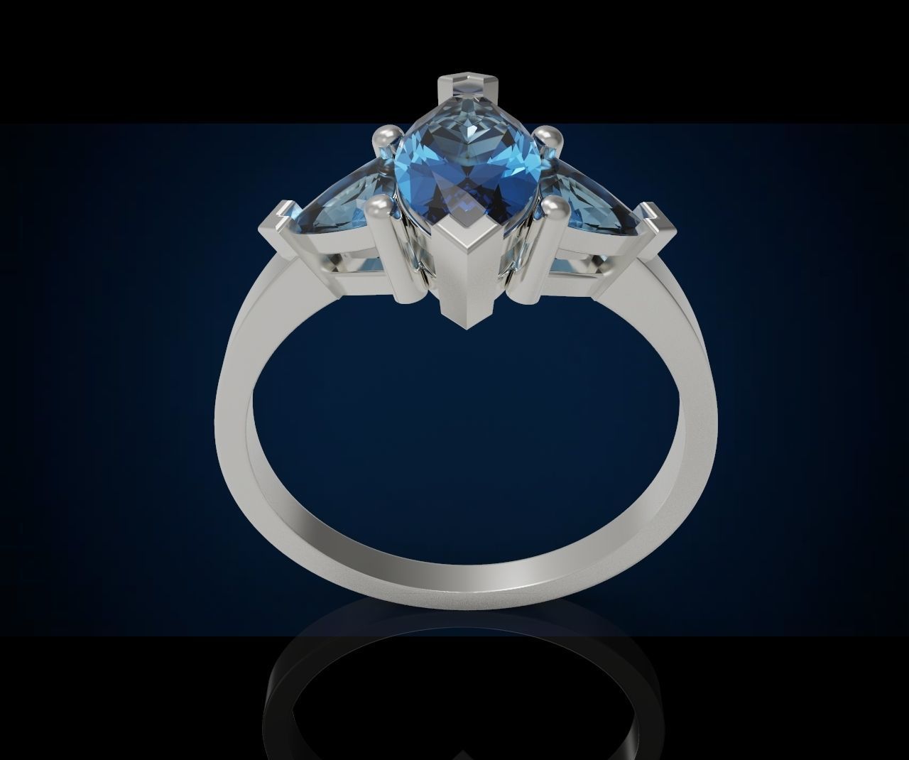 Three gemstone ring Cg 3 8 3D print model_8
