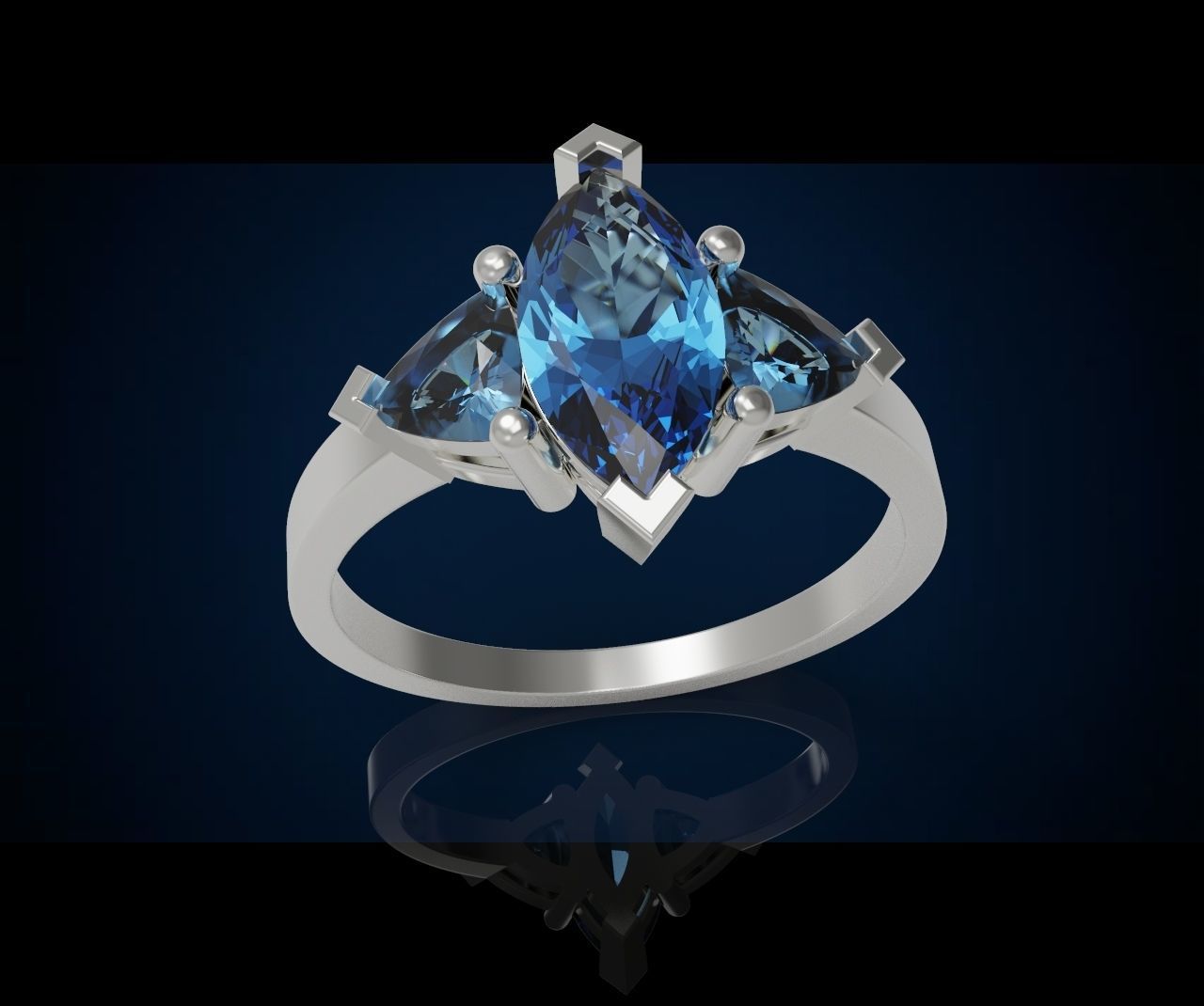 Three gemstone ring Cg 3 8 3D print model_16