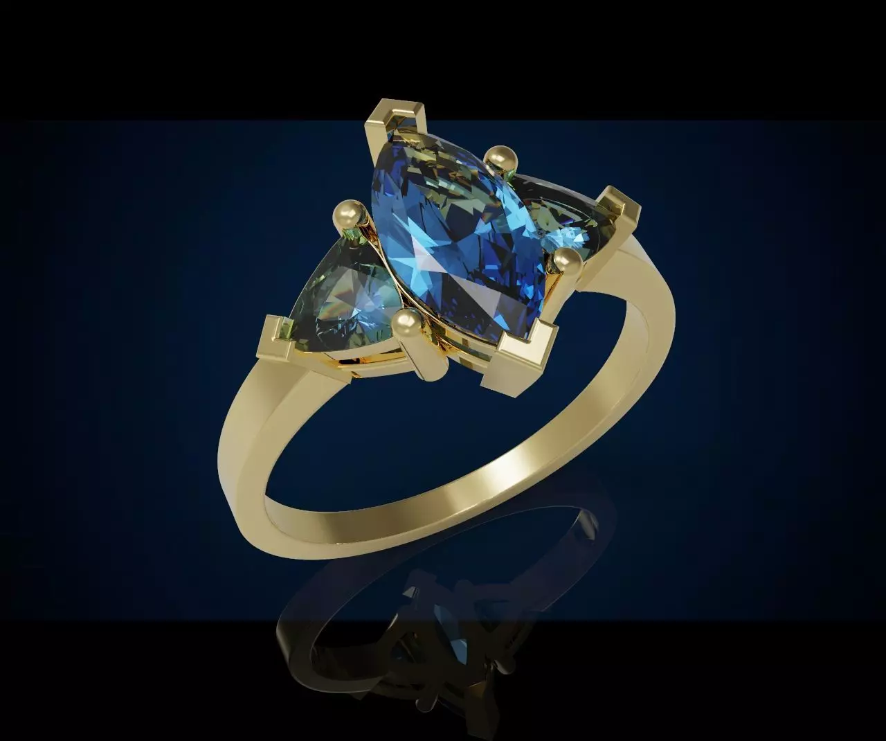 Three gemstone ring Cg 3 8 3D print model_0