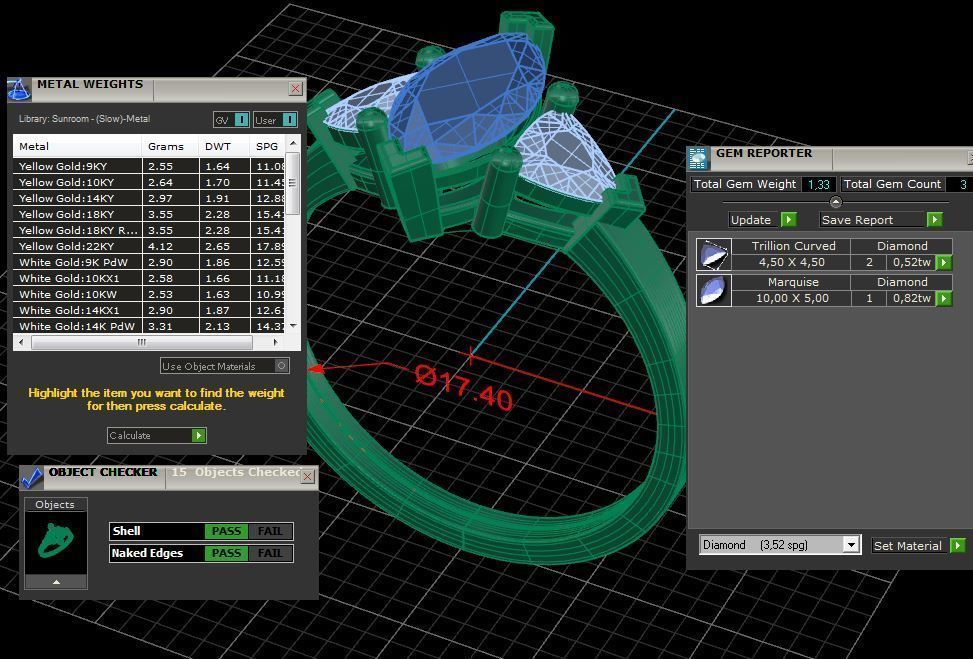 Three gemstone ring Cg 3 8 3D print model_2