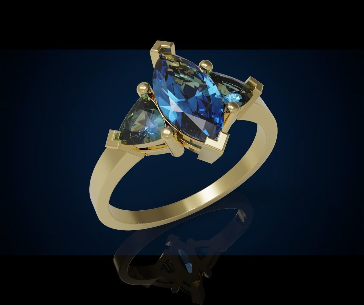 Three gemstone ring Cg 3 8 3D print model_6
