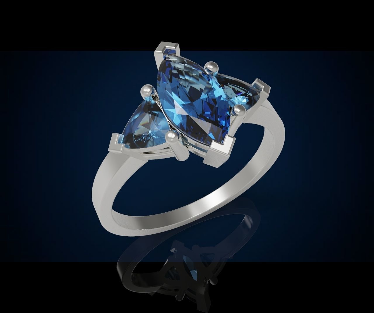 Three gemstone ring Cg 3 8 3D print model_3