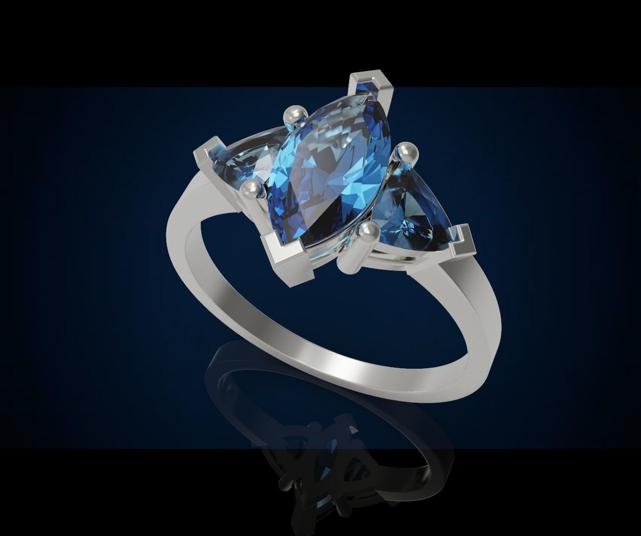 Three gemstone ring Cg 3 8 3D print model_4