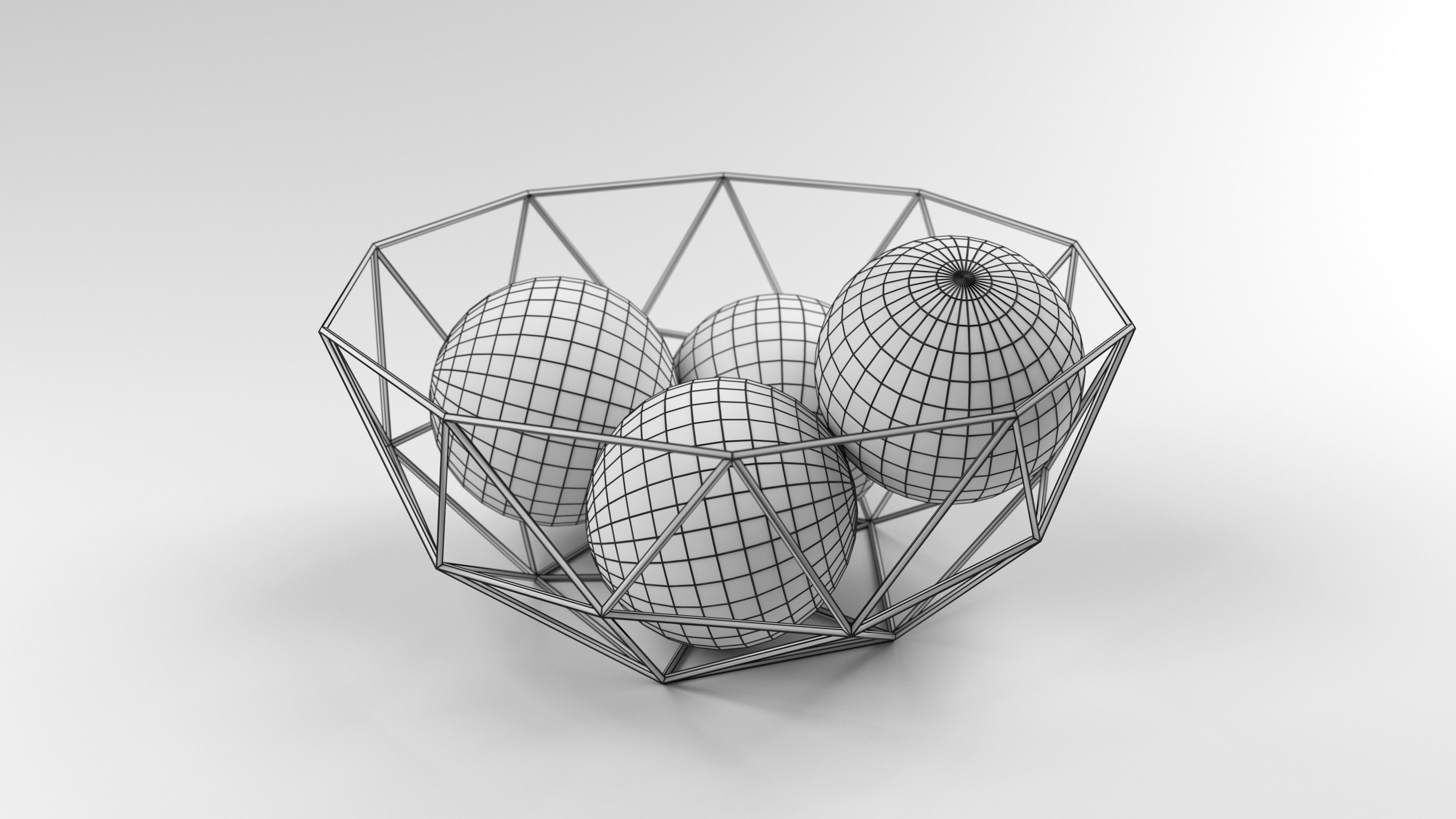 Modern Fruit Basket Low-poly 3D model_6