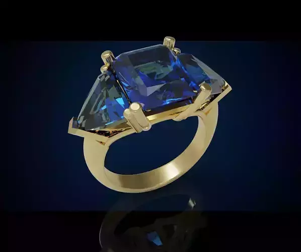 Three gemstone ring  Cg 3 10 3D print model
