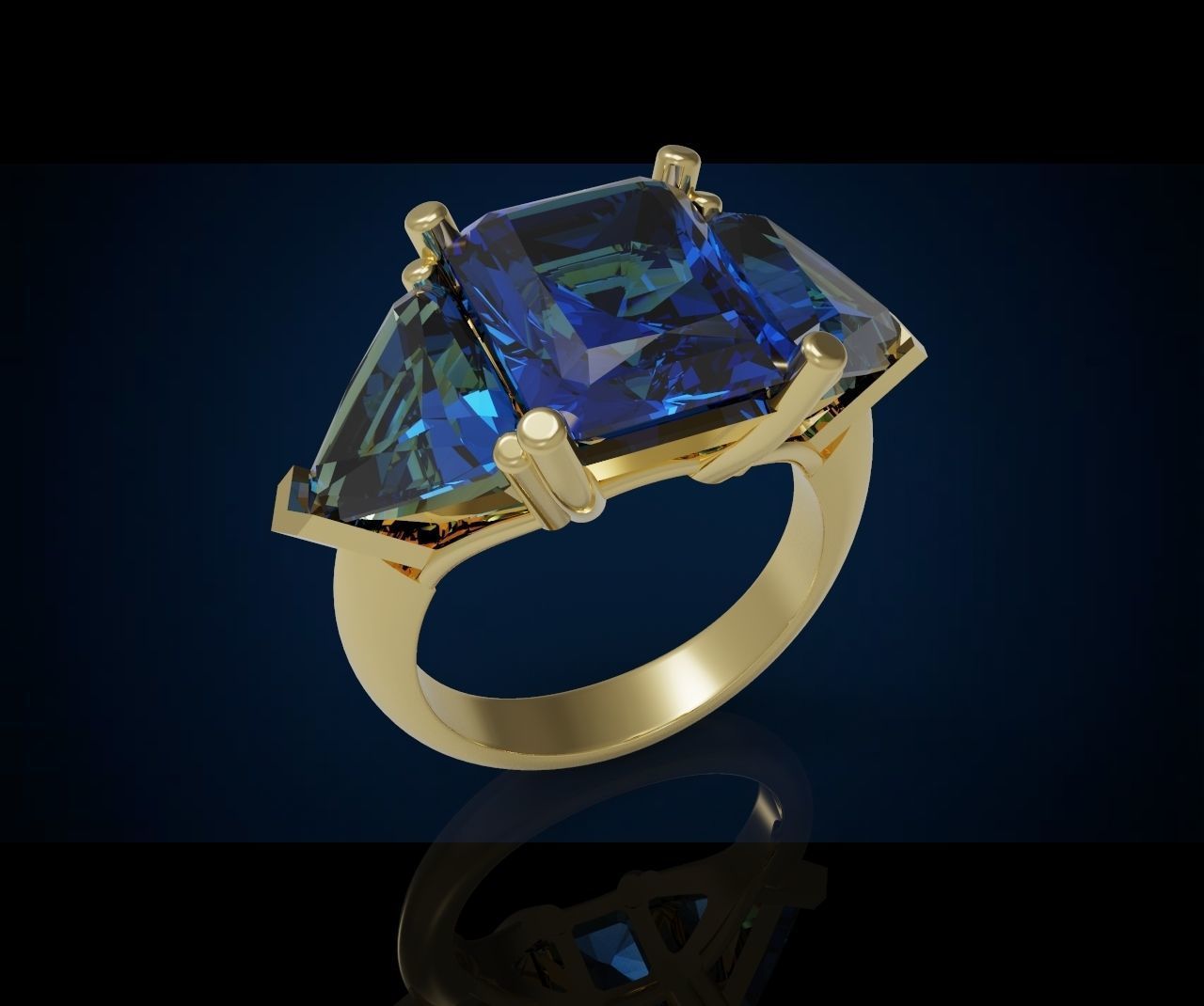 Three gemstone ring  Cg 3 10 3D print model_16