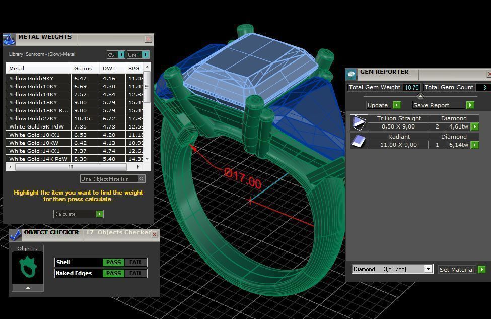 Three gemstone ring  Cg 3 10 3D print model_2