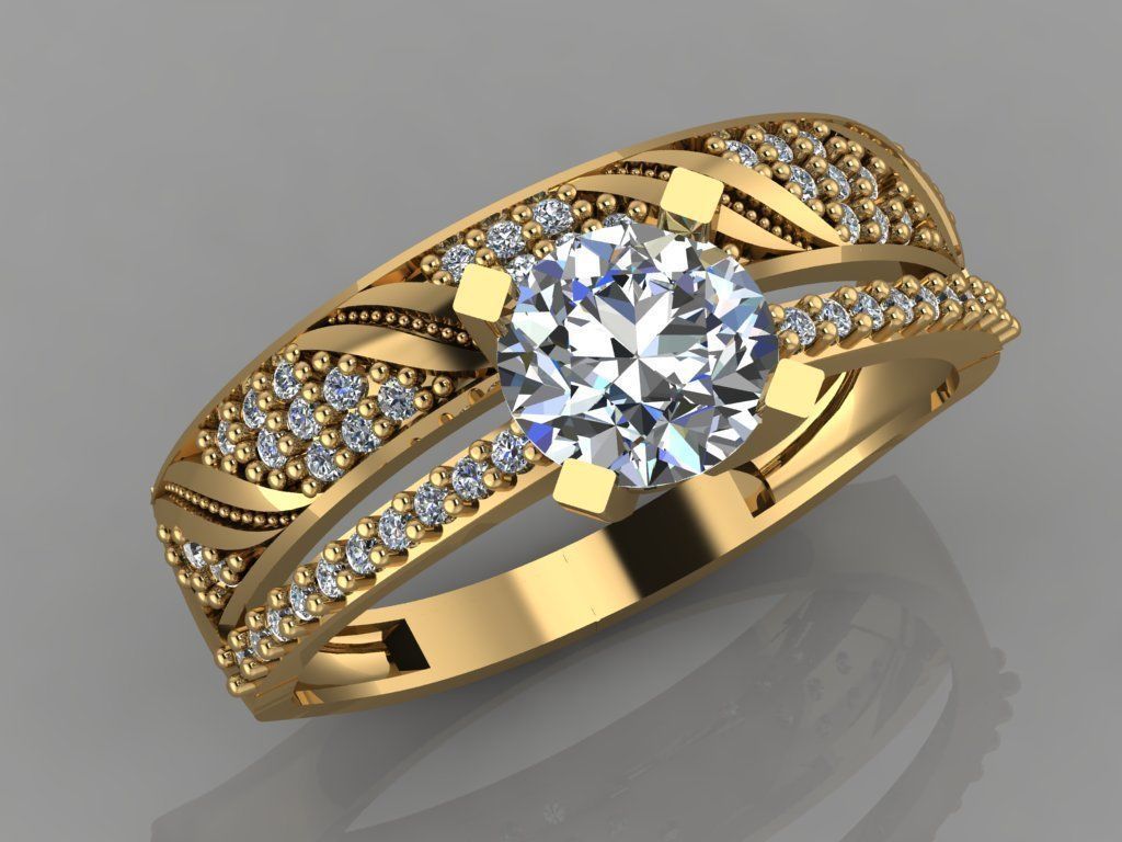 GC GOLD TW013- Diamond  ring 3D modeL 3D print model_3