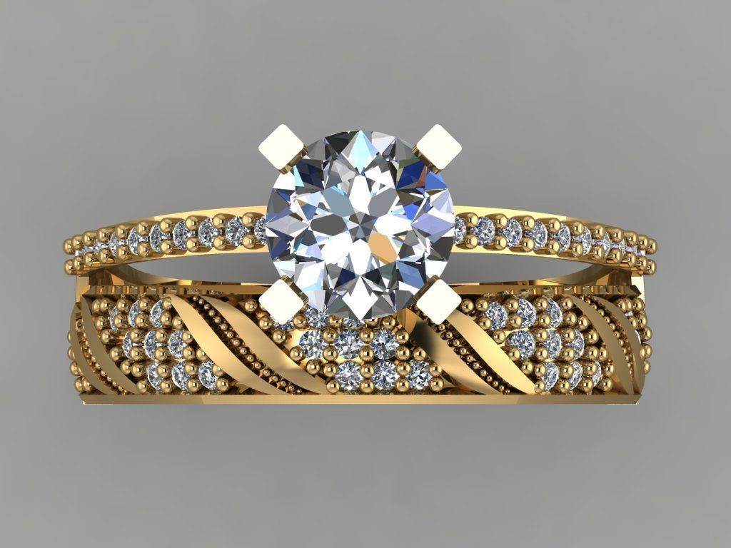 GC GOLD TW013- Diamond  ring 3D modeL 3D print model_1