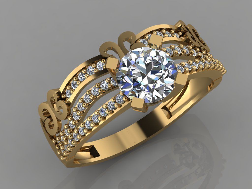 GC GOLD TW018- Diamond ring 3D modeL 3D print model_3