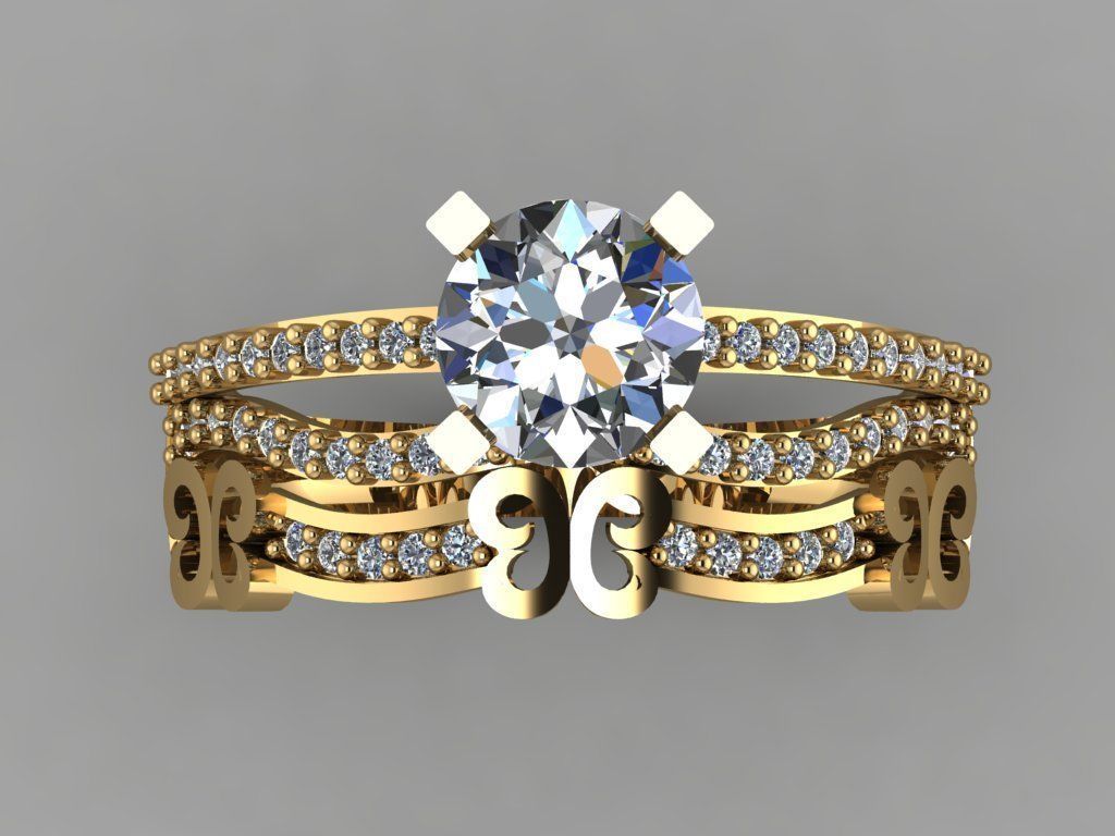 GC GOLD TW018- Diamond ring 3D modeL 3D print model_1