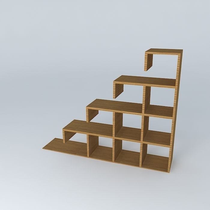 Wooden geometric bookshelf Free 3D model_1