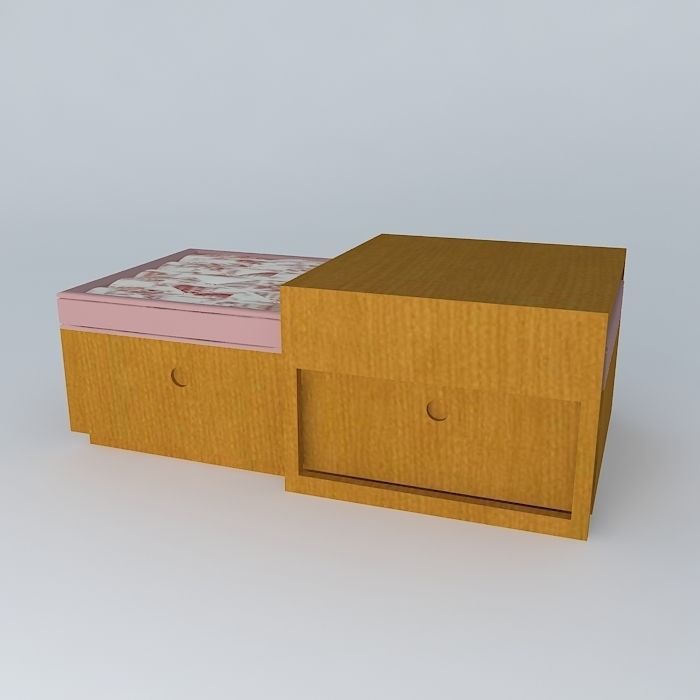 table with ottoman Free 3D model_1