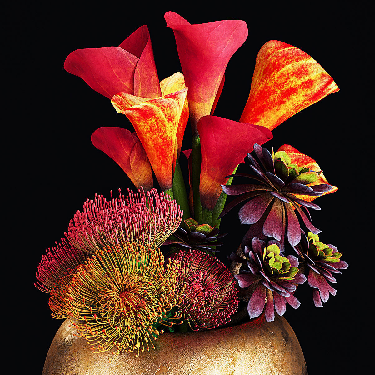 Plant collection 2 calla lily in glass vase _37