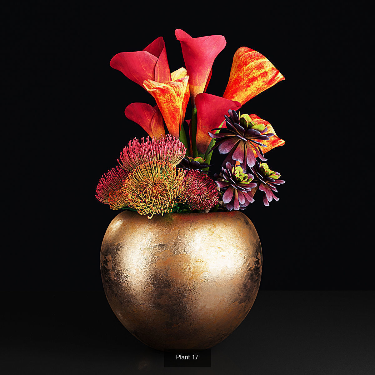 Plant collection 2 calla lily in glass vase _36