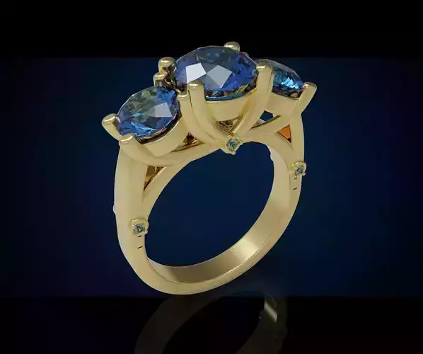 Three gemstone ring  Cg 3 16 3D print model