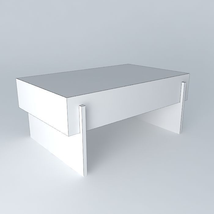 Glass and wood coffee table Free 3D model_4