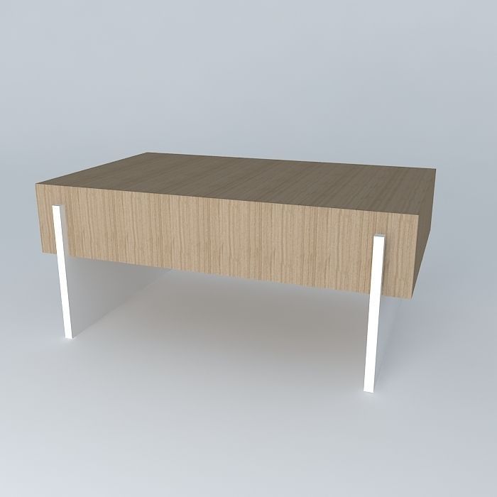 Glass and wood coffee table Free 3D model_1