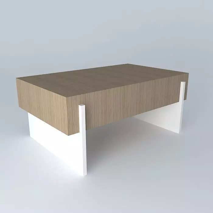 Glass and wood coffee table Free 3D model_0