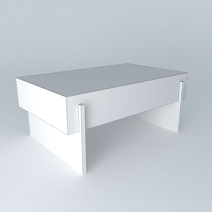 Glass and wood coffee table Free 3D model_3