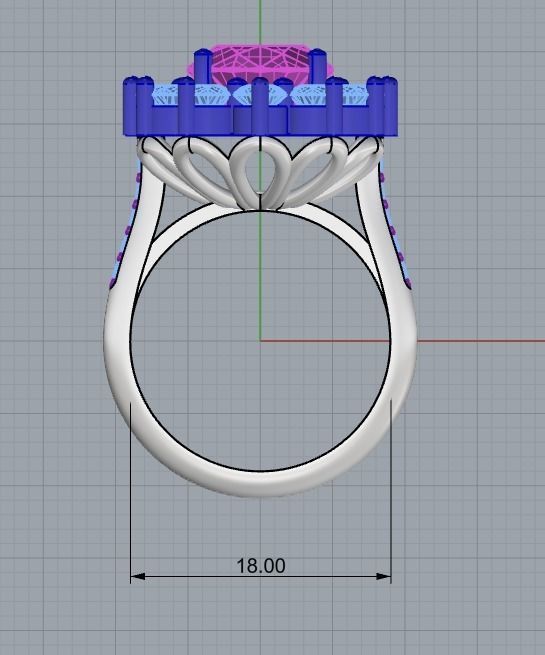 Oval ring with gemstone 3D print model_9