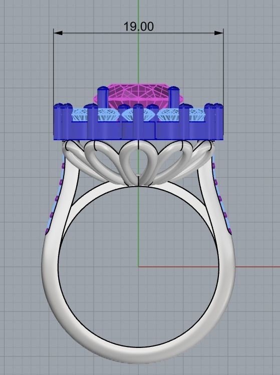 Oval ring with gemstone 3D print model_4