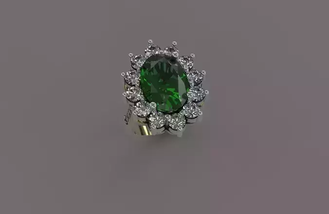 Oval ring with gemstone
