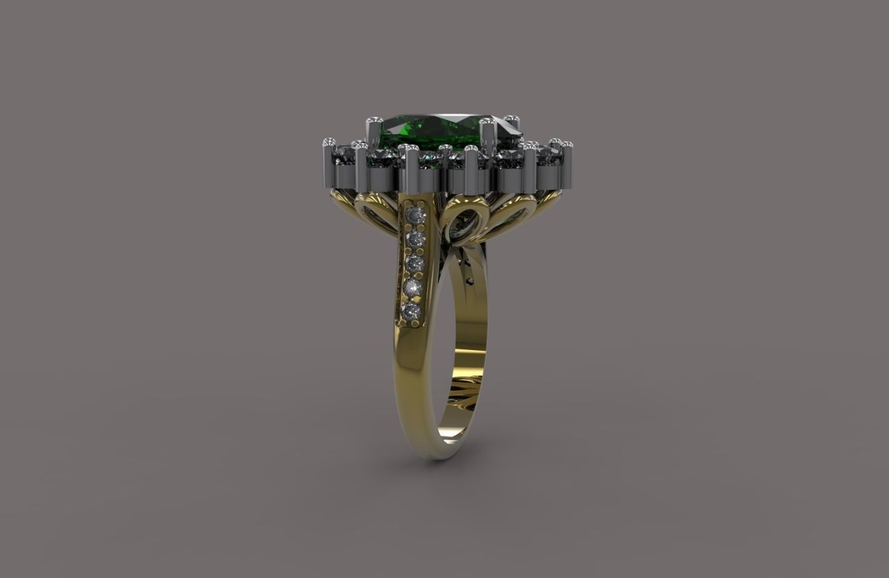 Oval ring with gemstone 3D print model_2