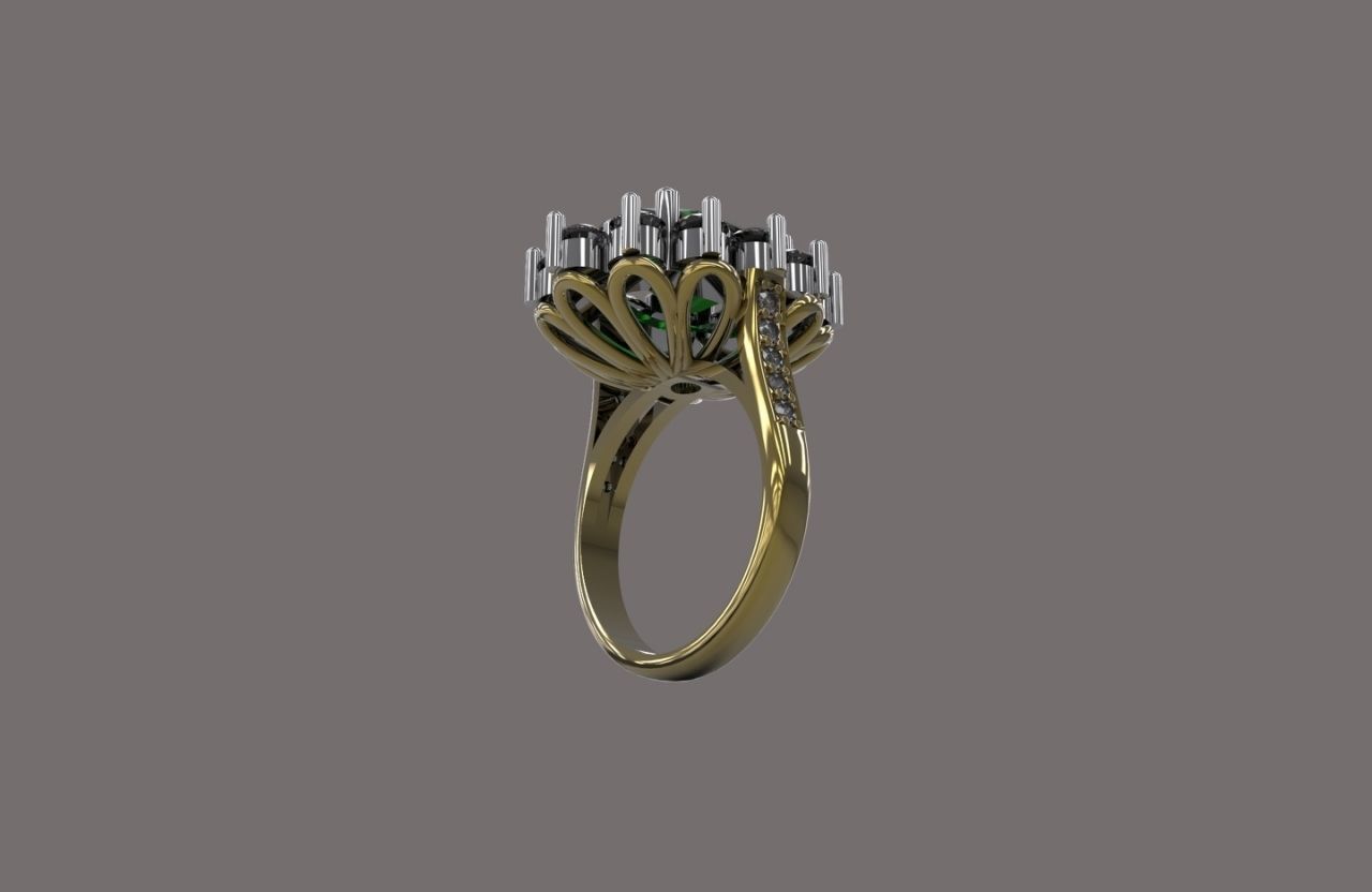 Oval ring with gemstone 3D print model_3