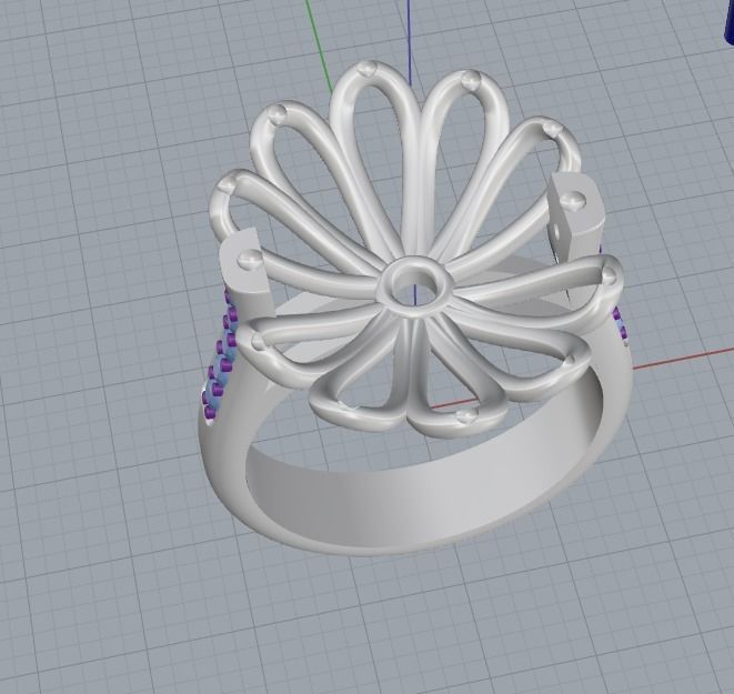 Oval ring with gemstone 3D print model_6