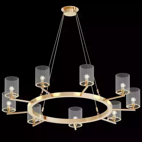 Tom Kirk Flute Chandelier Polished Gold