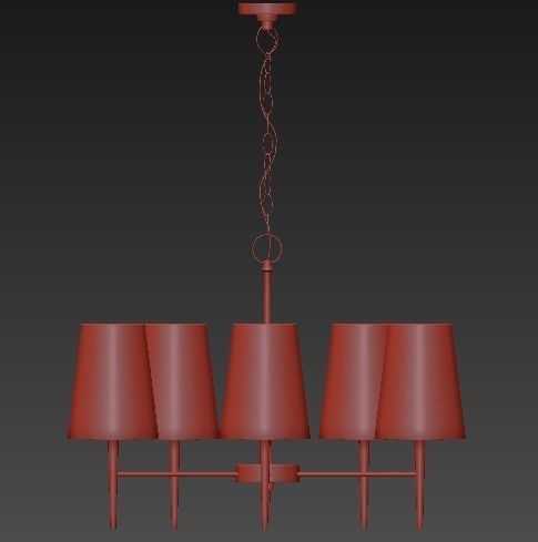 Ganador 5 Light Shaded Chandelier 3D model_3
