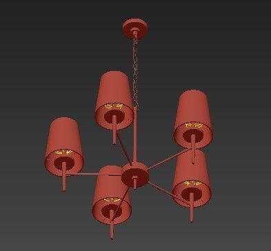 Ganador 5 Light Shaded Chandelier 3D model_2