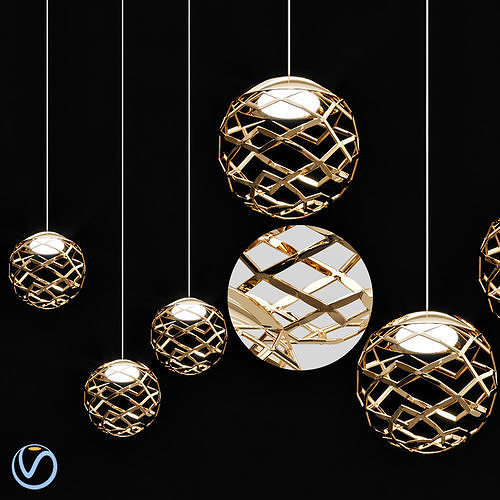 Kelly Cluster Sphere Pendant Light  3 Lights 3D model