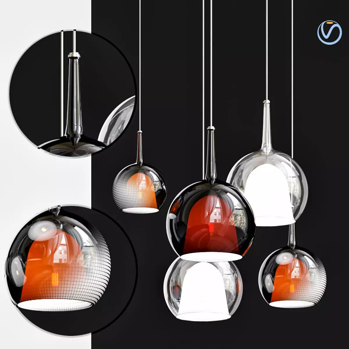 Medium Glo Pendant Light 3D model