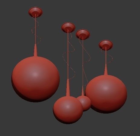 CASTORE four spheres hanging from ceiling 3D model_2