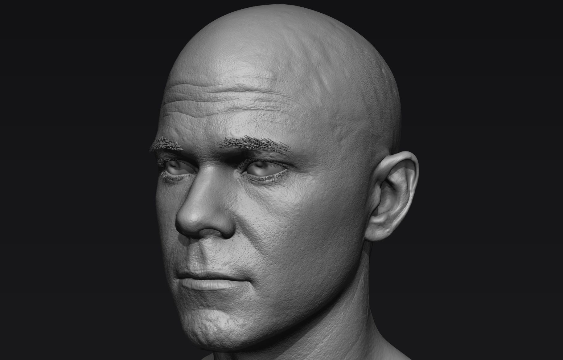Realistic Male Head Sculpt 01 3D model_3