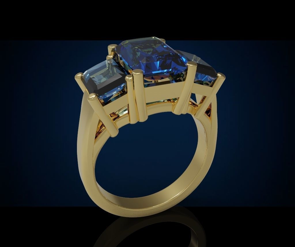 Three gemstone ring  Cg 3 18 3D print model_11